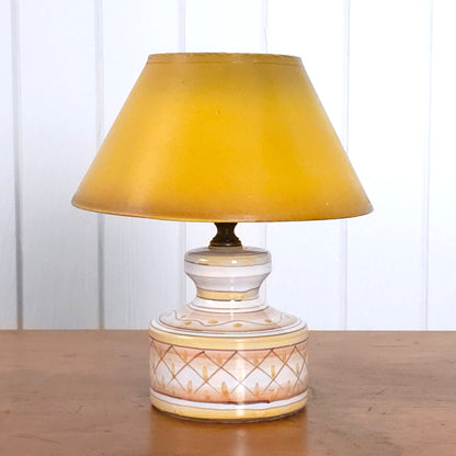 Vintage Italian Hand-Painted Pottery Lamp w/Shade