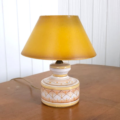 Vintage Italian Hand-Painted Pottery Lamp w/Shade