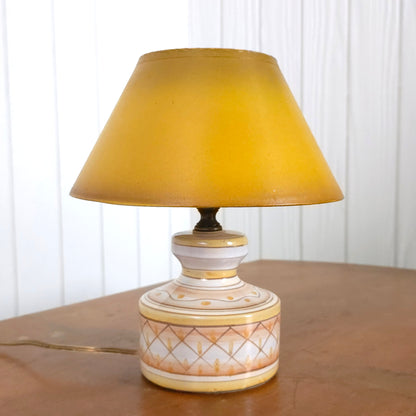 Vintage Italian Hand-Painted Pottery Lamp w/Shade