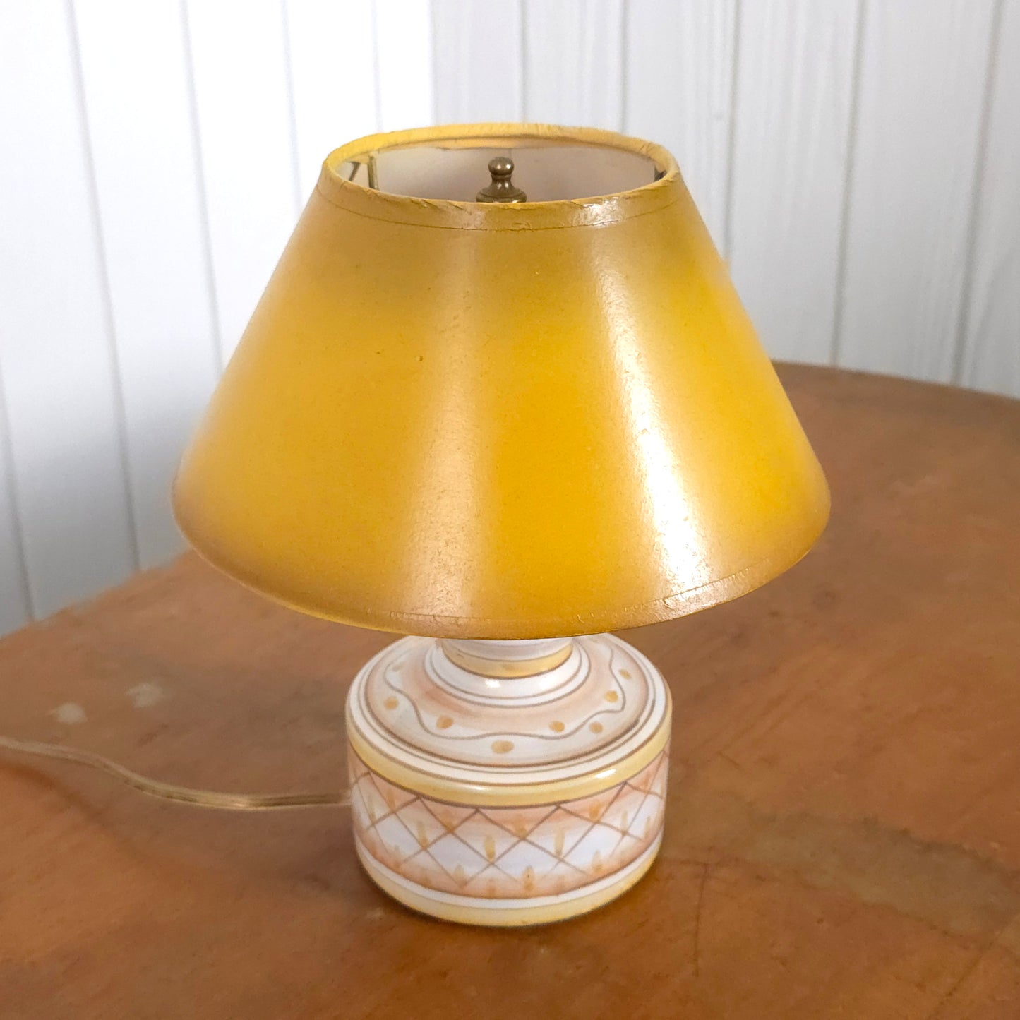 Vintage Italian Hand-Painted Pottery Lamp w/Shade