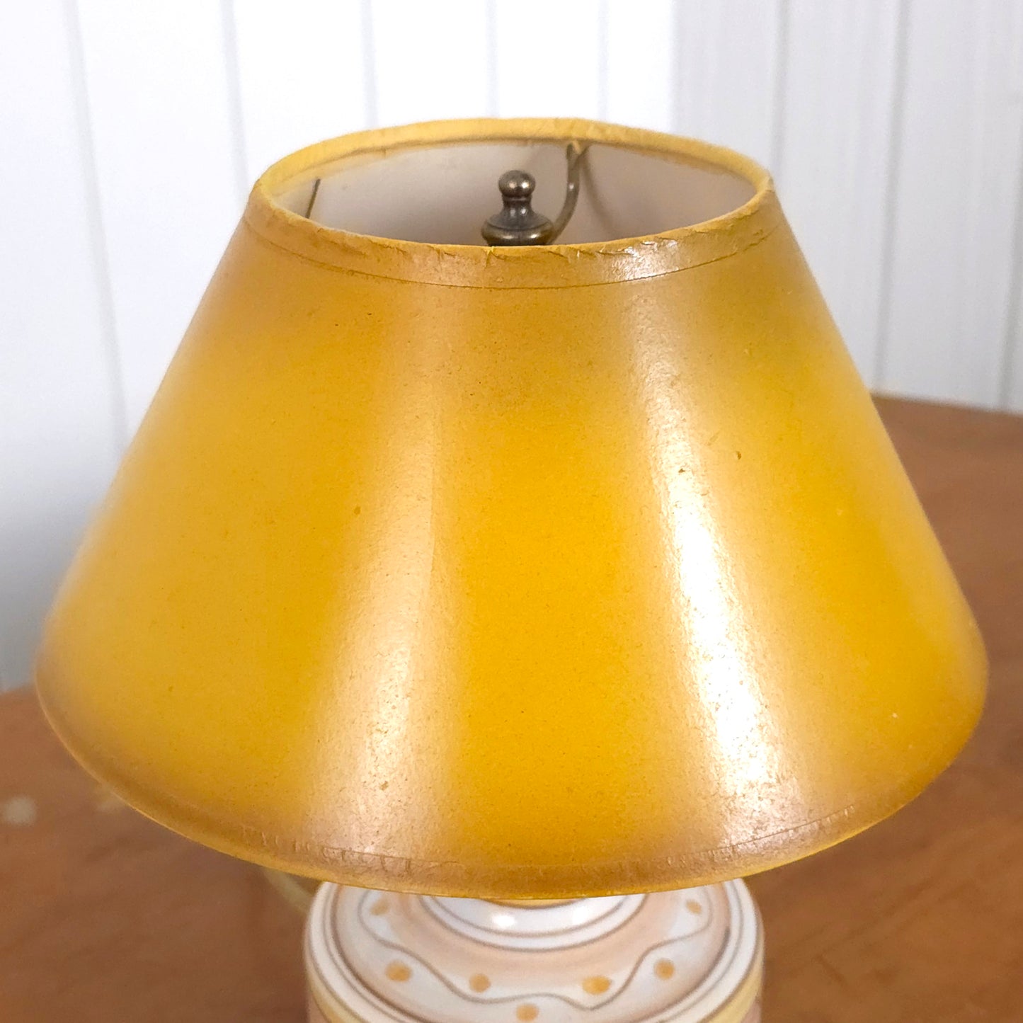 Shade detail of Vintage Italian Hand-Painted Pottery Lamp w/Shade
