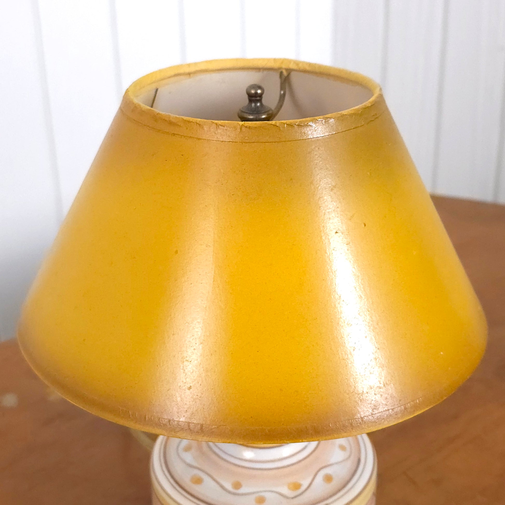 Shade detail of Vintage Italian Hand-Painted Pottery Lamp w/Shade