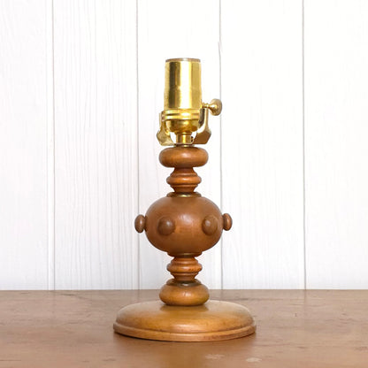 Vintage Folk Art Knobby Spindle Wooden Table Lamp