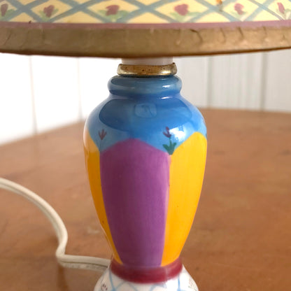 Detail of Mackenzie Childs-Style Hand-Painted Floral Ceramic Accent Lamp