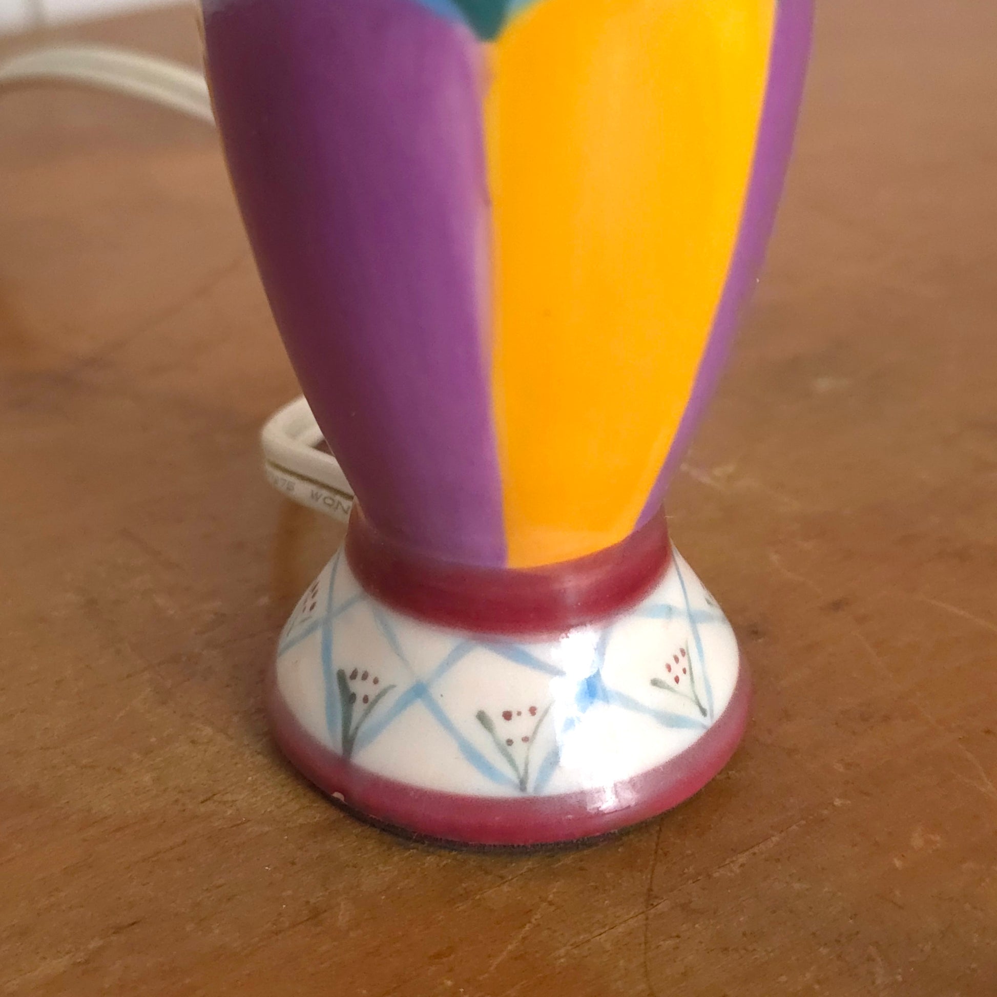 Detail of Mackenzie Childs-Style Hand-Painted Floral Ceramic Accent Lamp