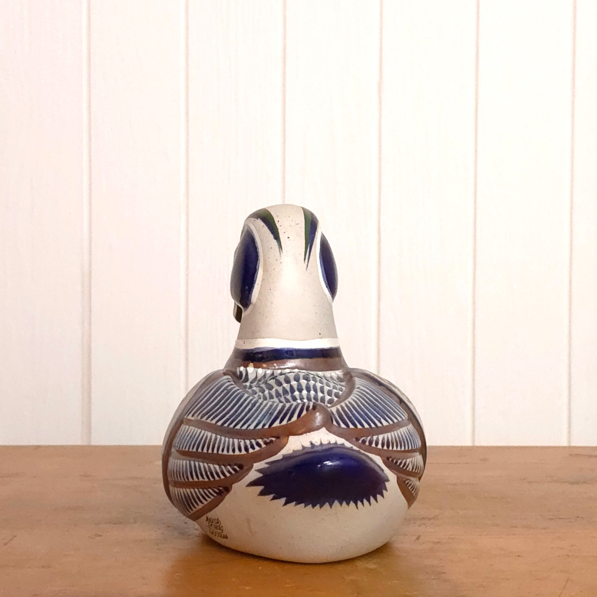 Mexican Tonala Folk Art Hand Painted Pottery Duck