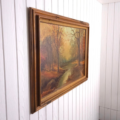 Side view of L Montelle Smith Forested Stream Landscape Painting