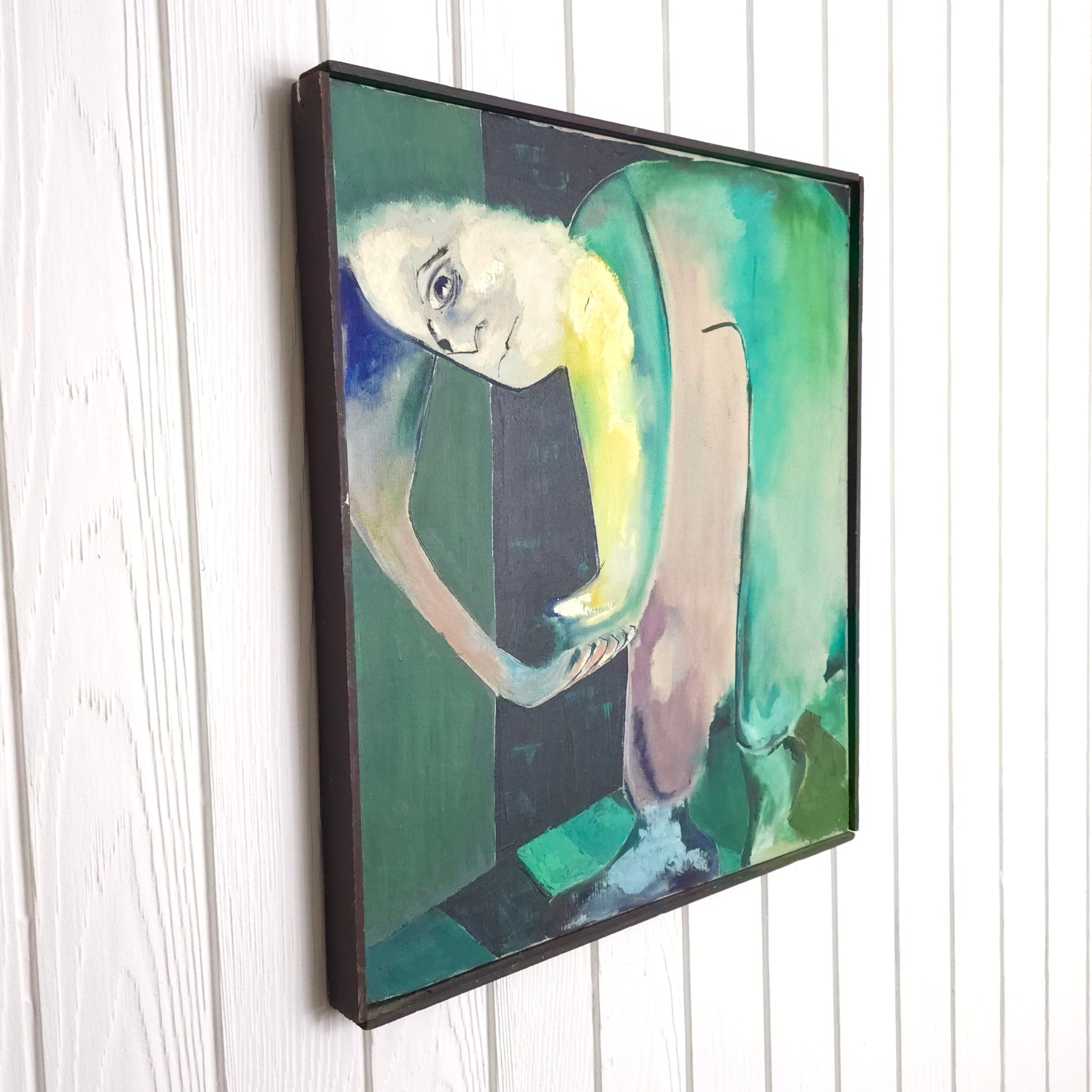 Side view of abstract figure painting by Petersen