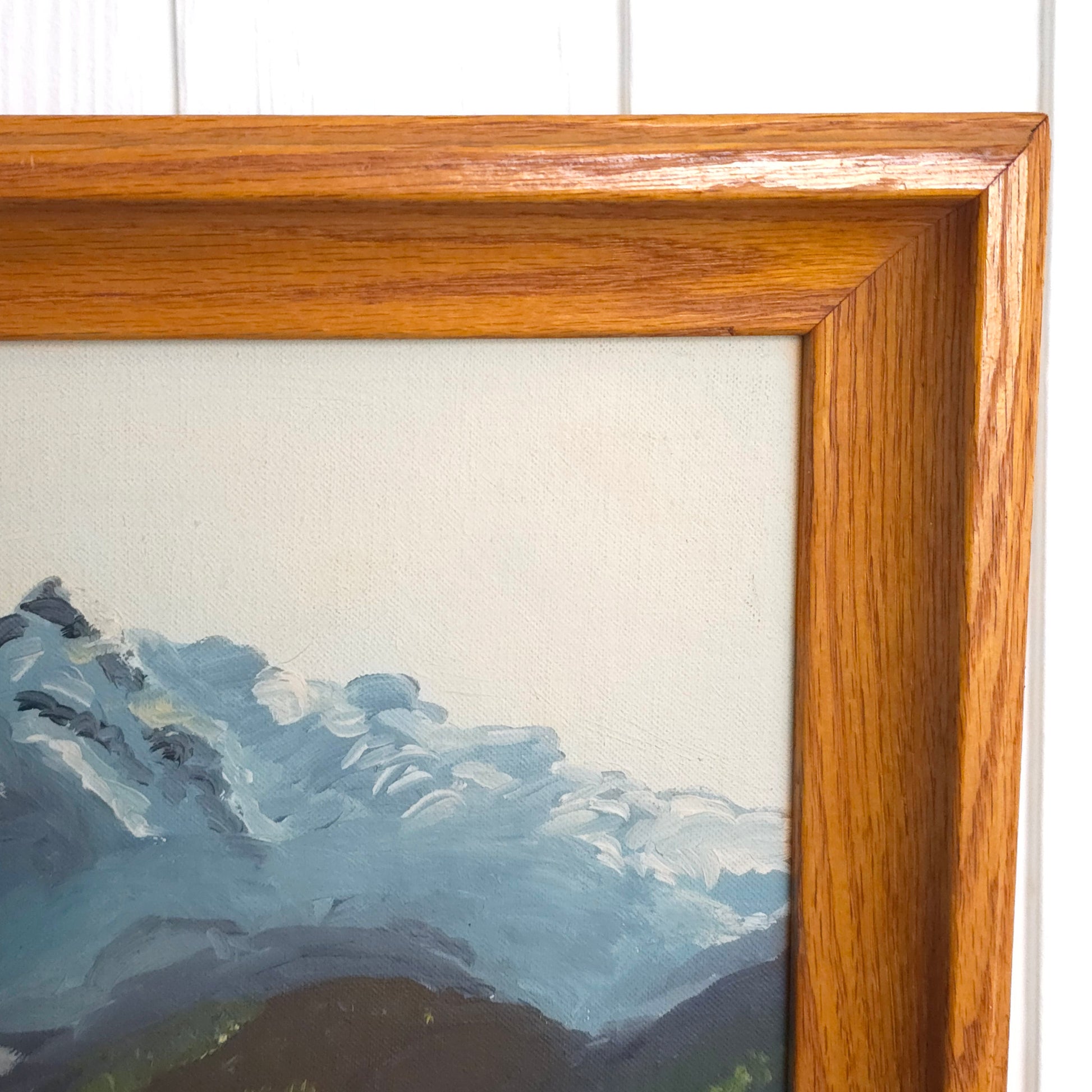 Detail of Swiss Mountain Chalet Landscape Painting