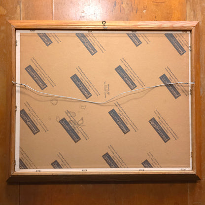 Backside detail of Swiss Mountain Chalet Landscape Painting