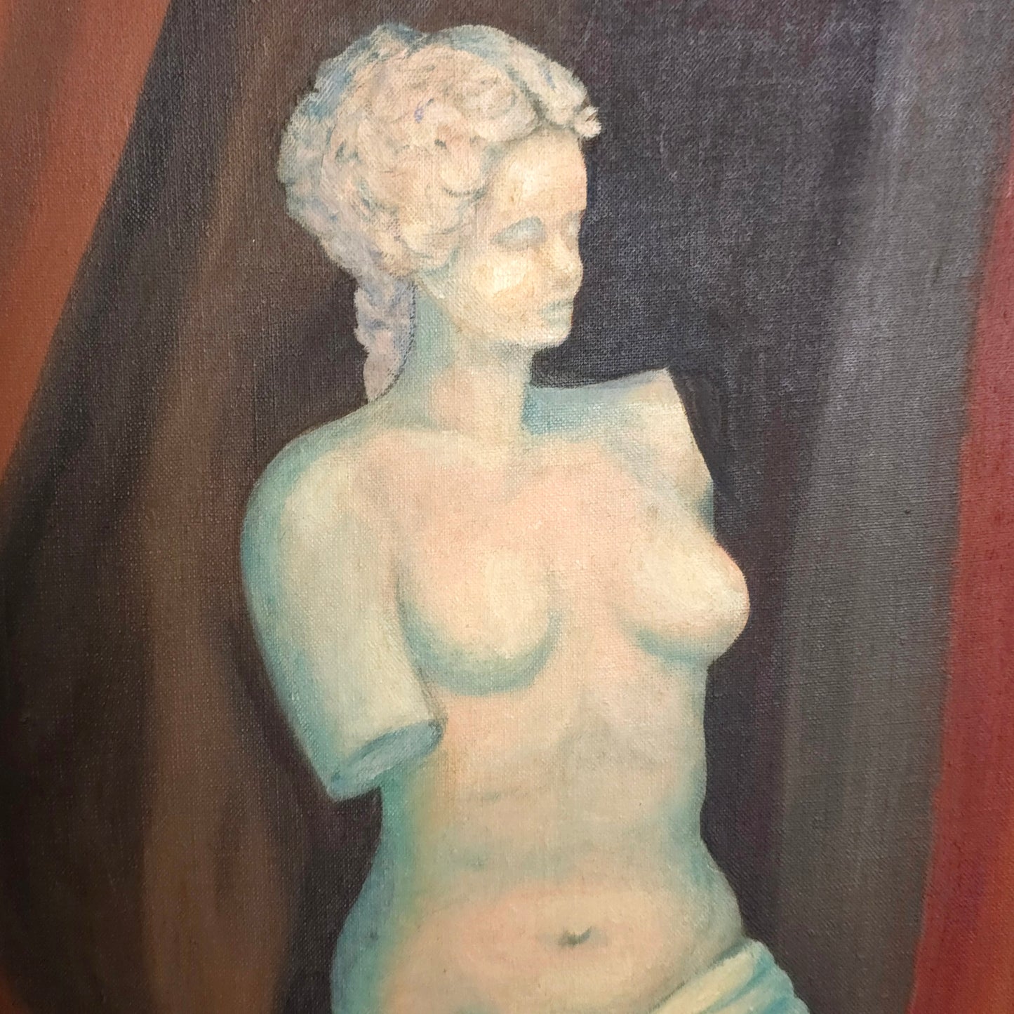 Statue detail of Venus de Milo floral still life painting