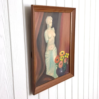 Side view of Venus de Milo floral still life painting