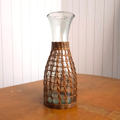 Wicker Rattan Wrapped Glass Carafe