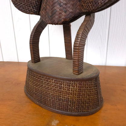 Base of Vintage Giant Rattan Woven Pinwheel Flower Sculpture