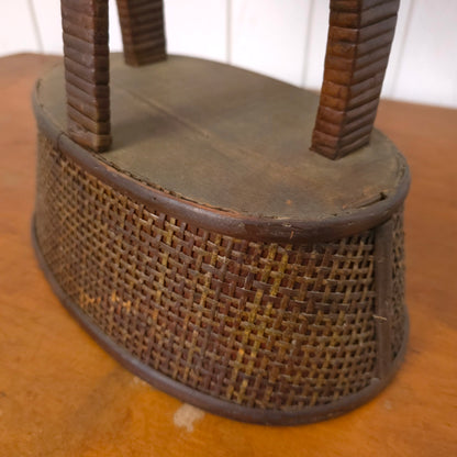 Base of Vintage Giant Rattan Woven Pinwheel Flower Sculpture