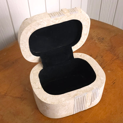 Open detail of Renoir Tesselated Stone Box with Bow