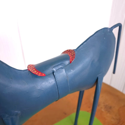 Saddle detail of Rustic Folk Art Rolling Metal Horse