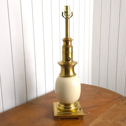 Stiffel Brass Ceramic Ostrich Egg Table Lamp