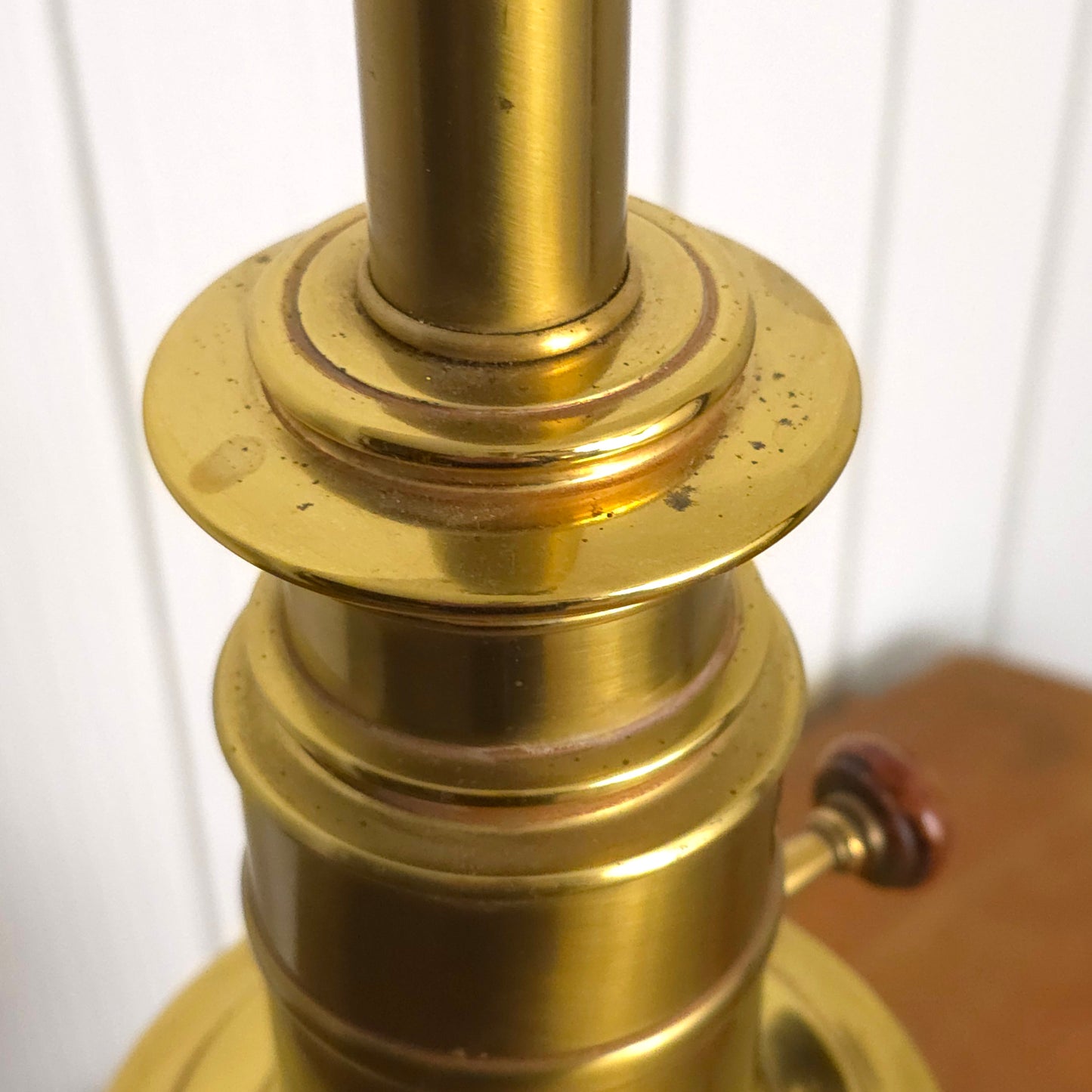 Detail of Stiffel Brass Ceramic Ostrich Egg Table Lamp