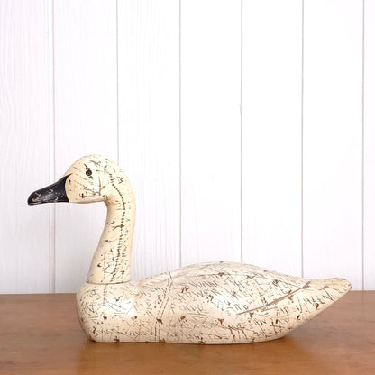 Swan Power Sgraffito Carved Wooden Swan Decoy