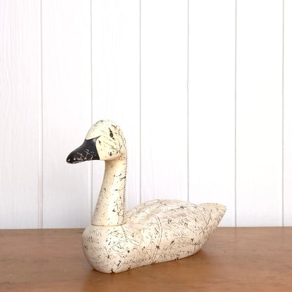 Swan Power Sgraffito Carved Wooden Swan Decoy