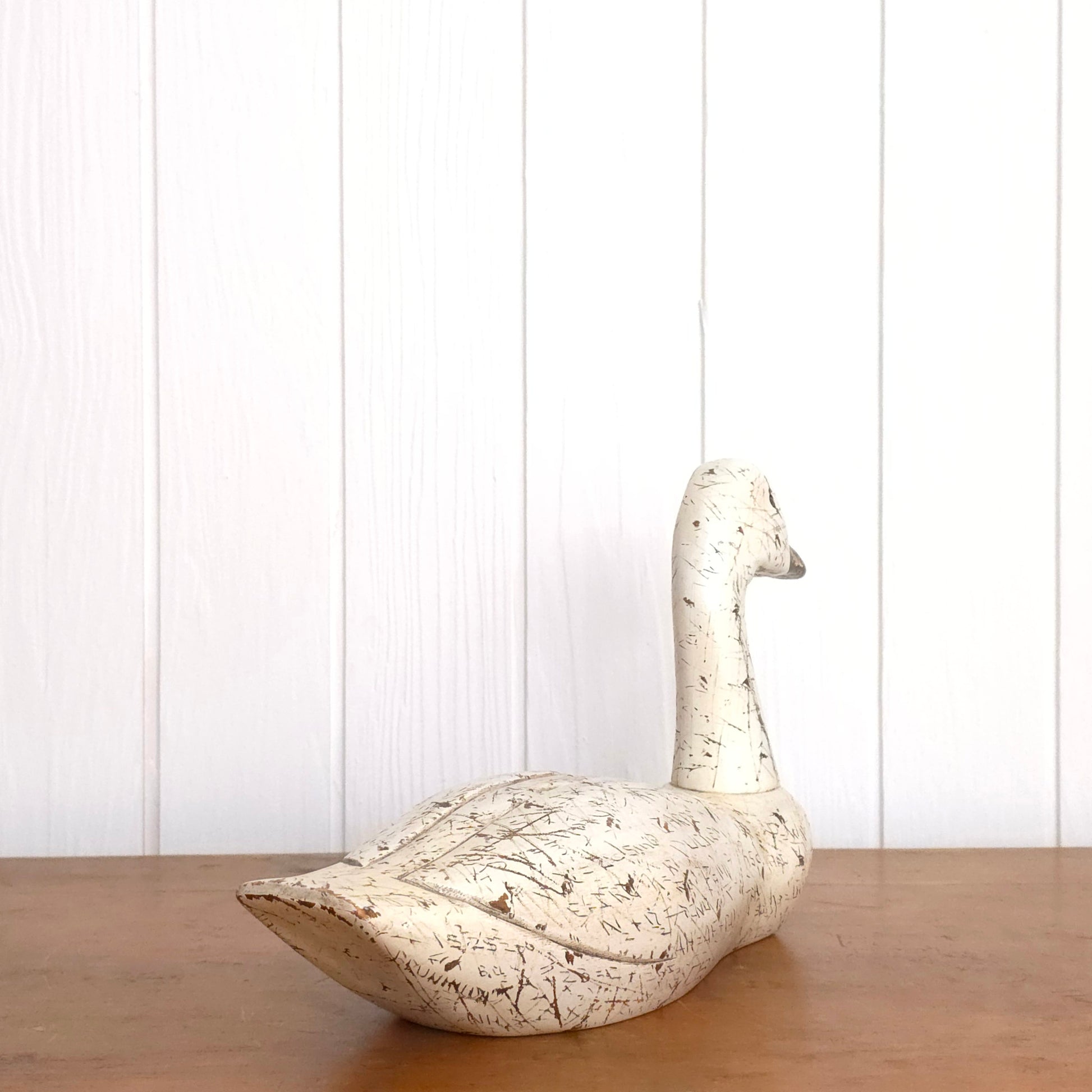 Swan Power Sgraffito Carved Wooden Swan Decoy