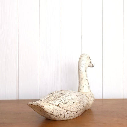Swan Power Sgraffito Carved Wooden Swan Decoy