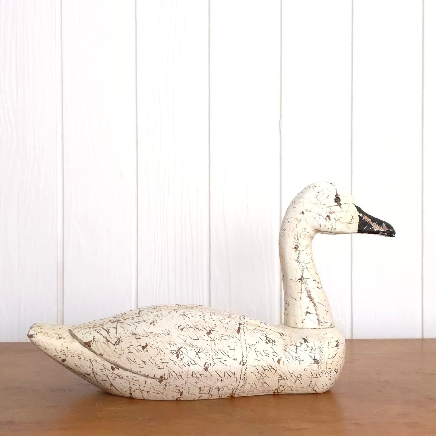 Swan Power Sgraffito Carved Wooden Swan Decoy
