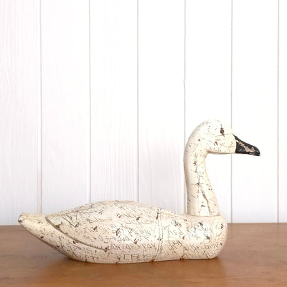 Swan Power Sgraffito Carved Wooden Swan Decoy
