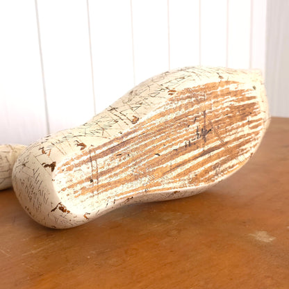 Bottom detail of Swan Power Sgraffito Carved Wooden Swan Decoy