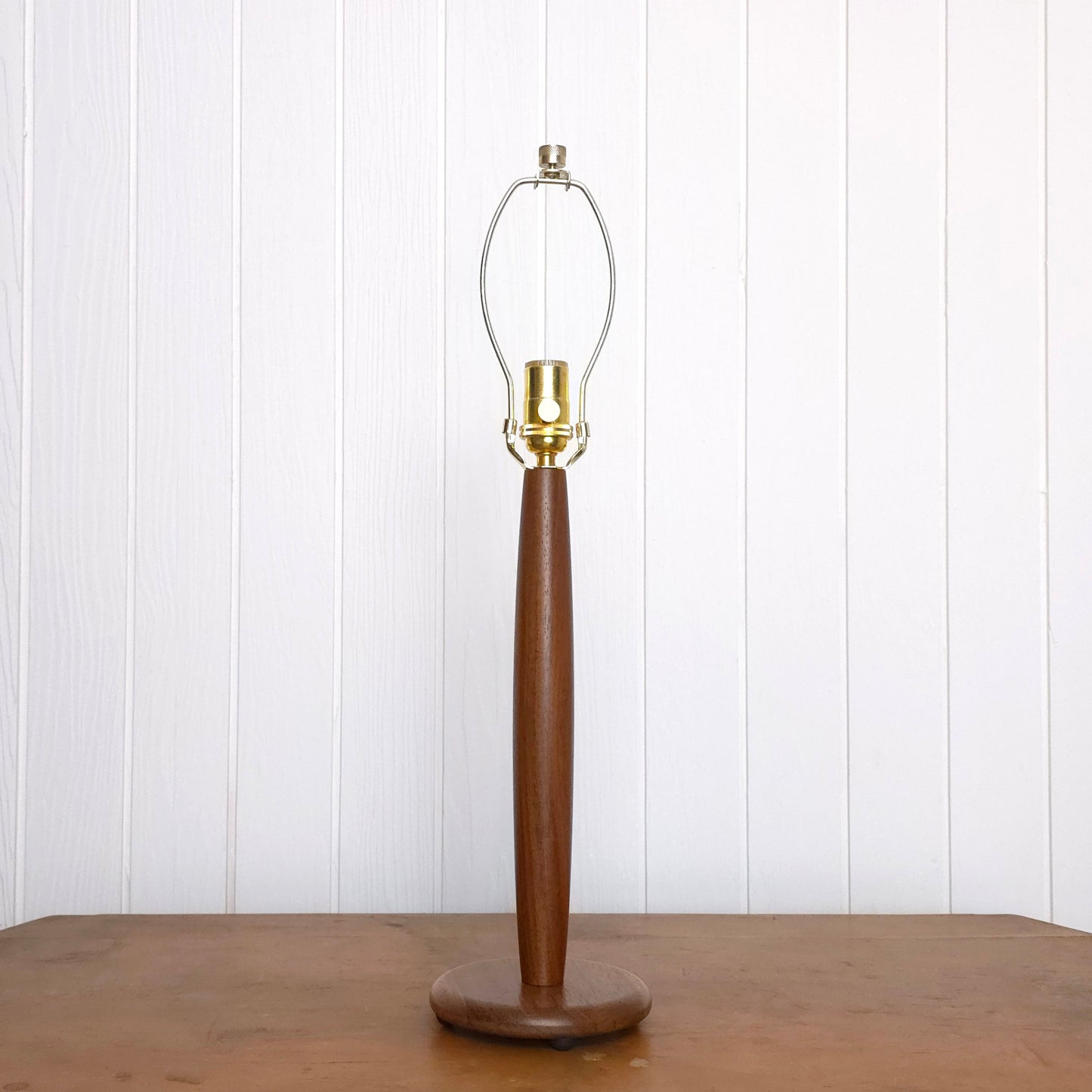 Solid Teak Tapered Column Table Lamp