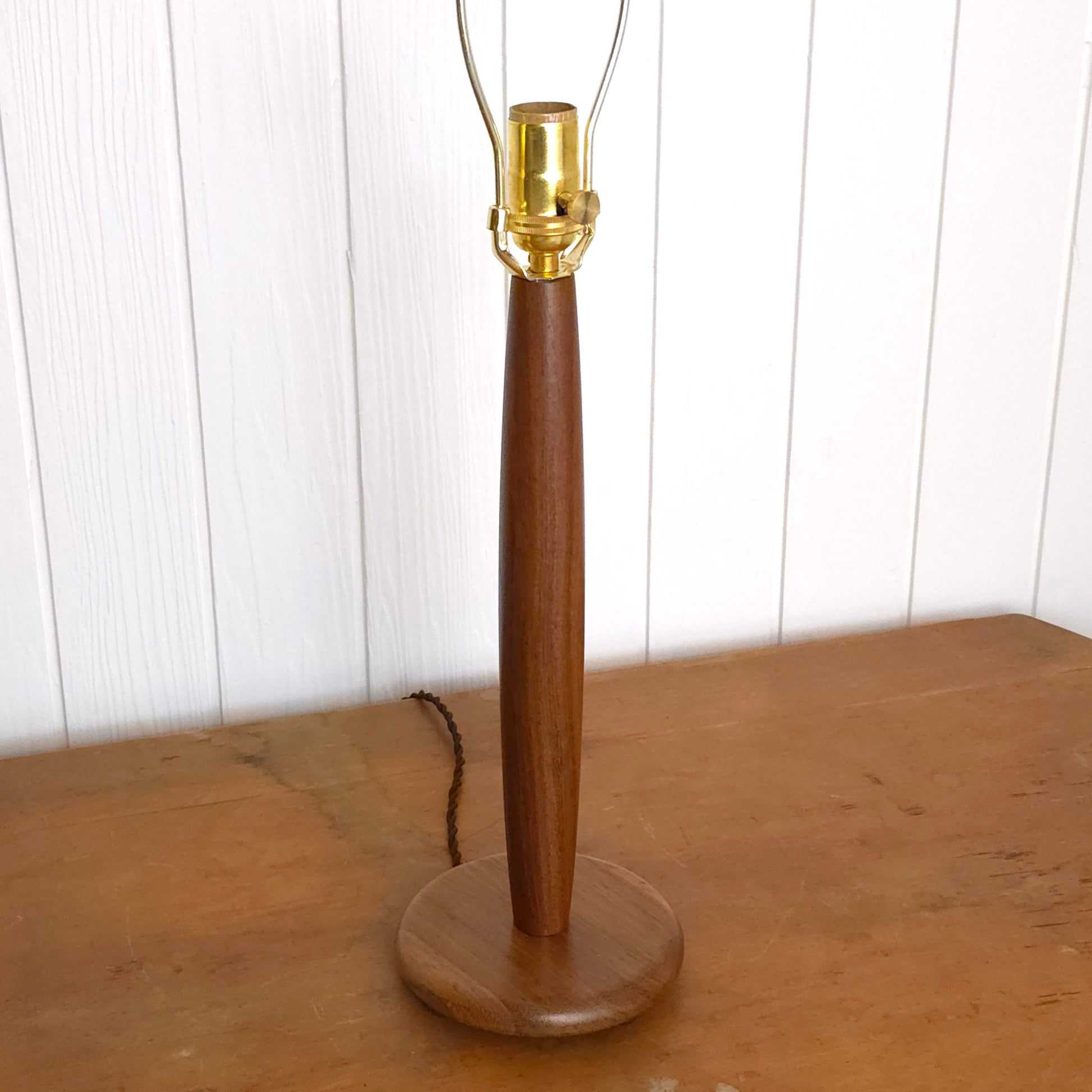 Solid Teak Tapered Column Table Lamp