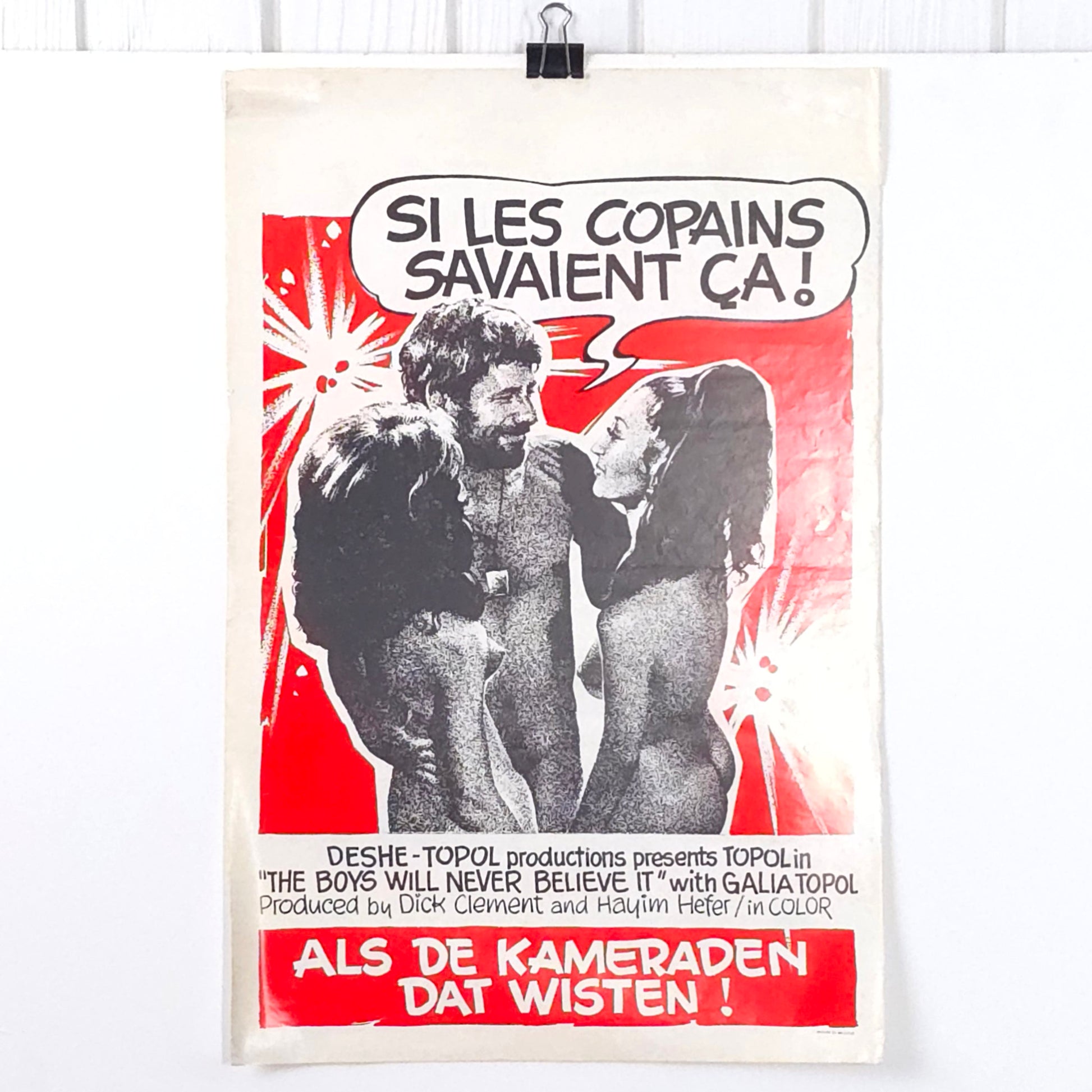 Vintage 1970 "The Boys Will Never Believe It" Belgian Movie Poster