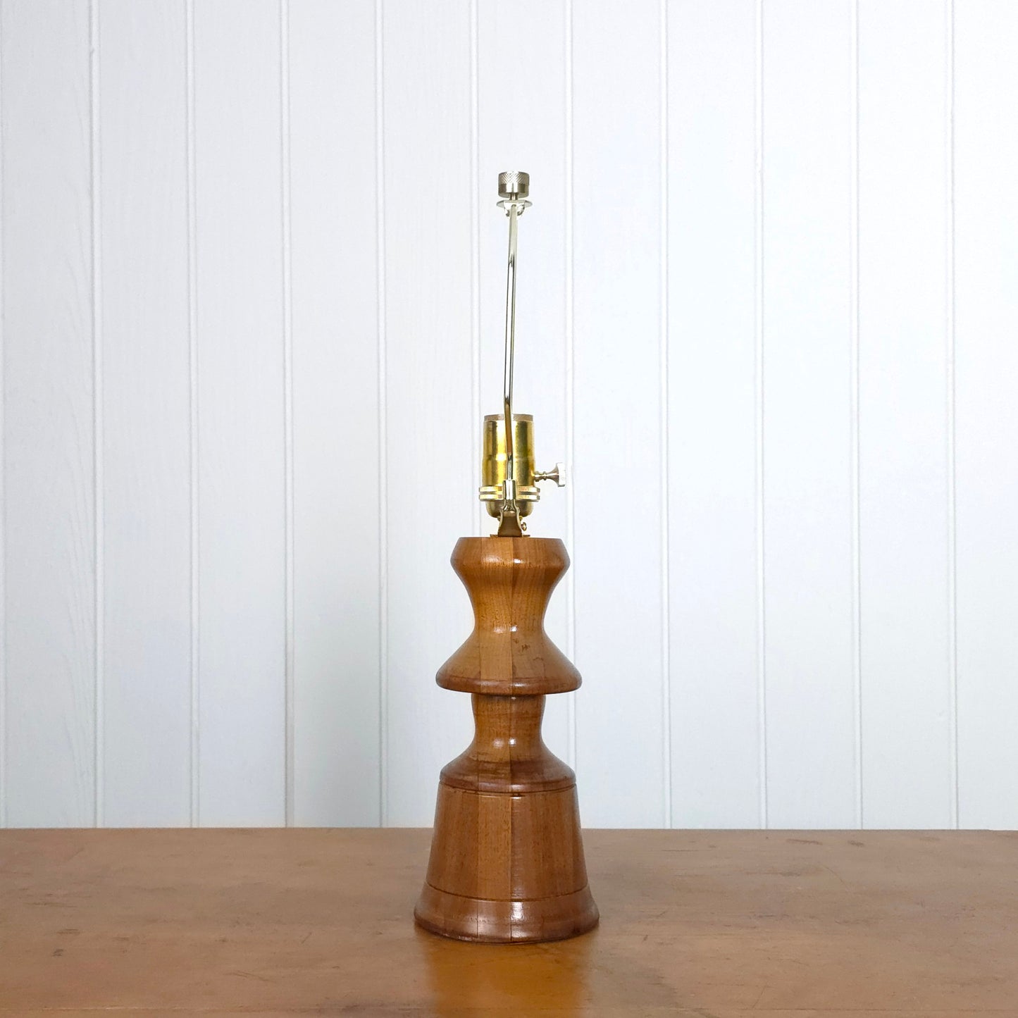 Vintage Turned Wood Sculptural Table Lamp
