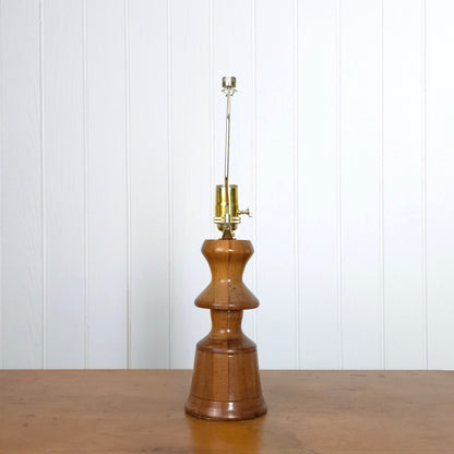 Vintage Turned Wood Sculptural Table Lamp