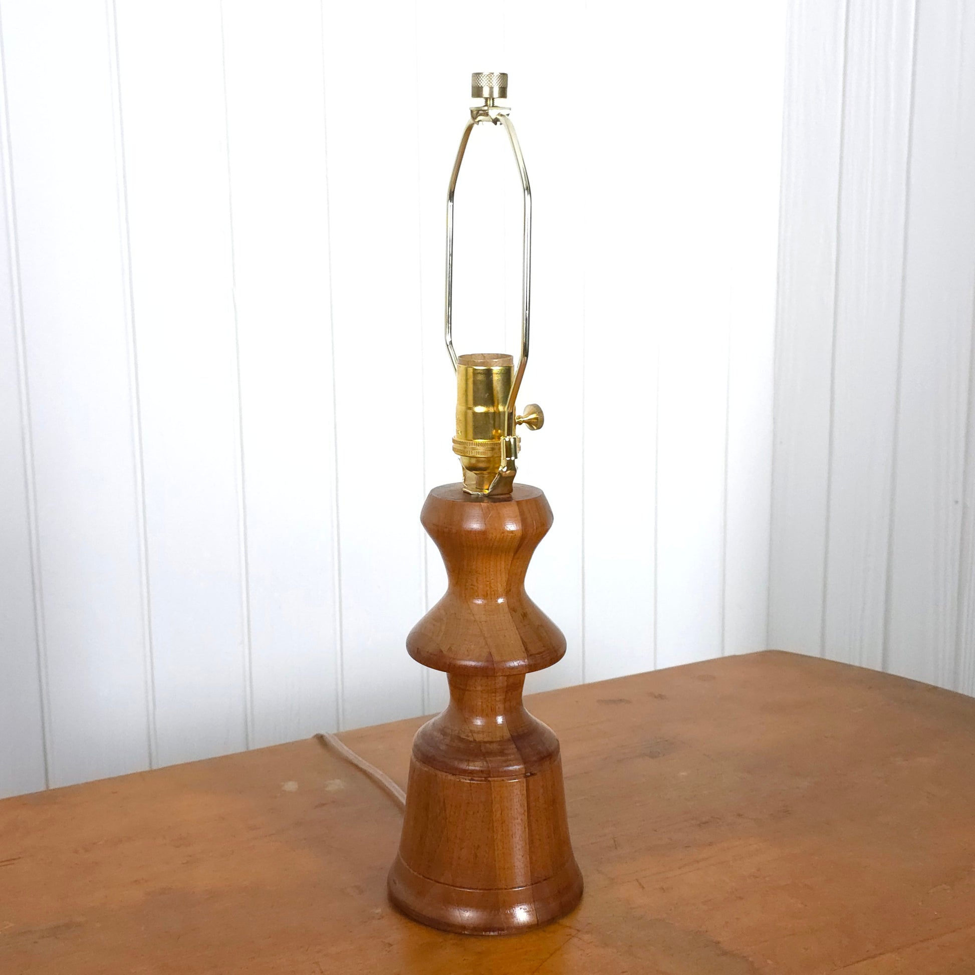 Vintage Turned Wood Sculptural Table Lamp