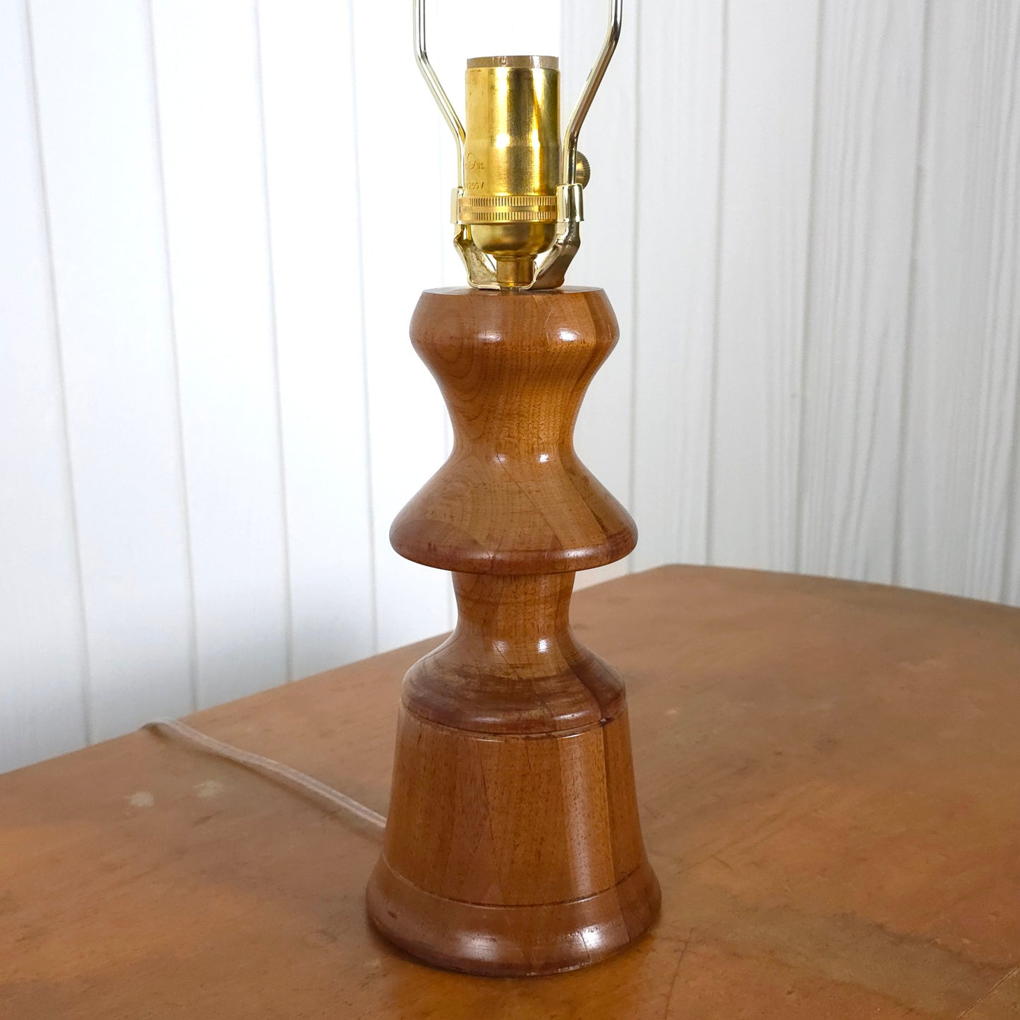 Vintage Turned Wood Sculptural Table Lamp