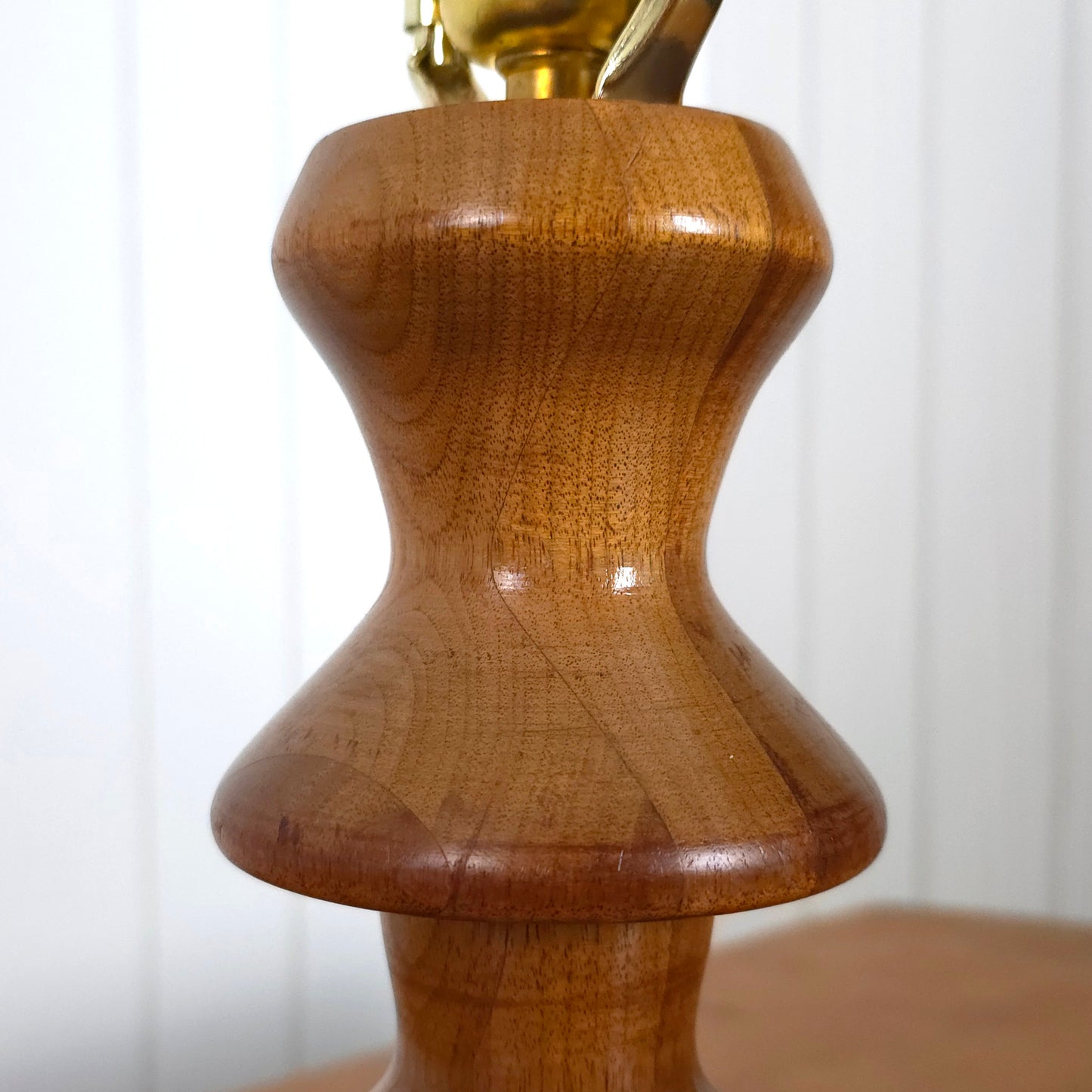 Detail of Vintage Turned Wood Sculptural Table Lamp
