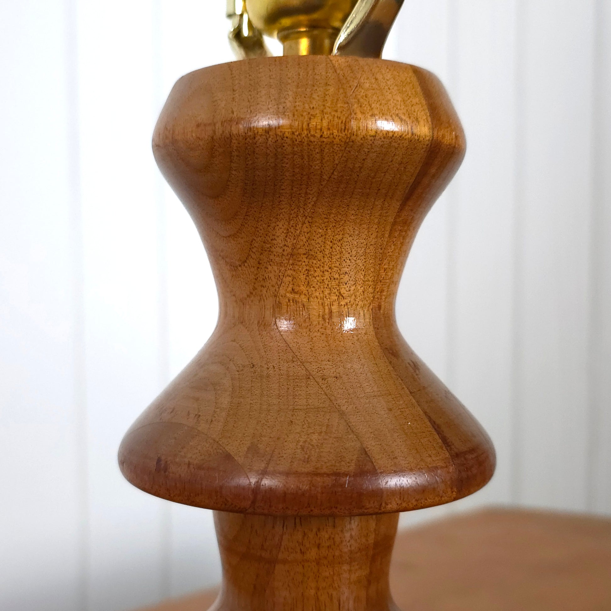 Detail of Vintage Turned Wood Sculptural Table Lamp