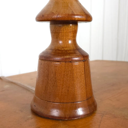 Detail of Vintage Turned Wood Sculptural Table Lamp