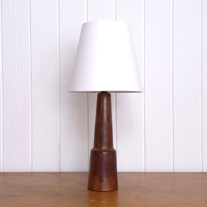 Vintage 60s Hand-Turned Solid Walnut Table Lamp with shade