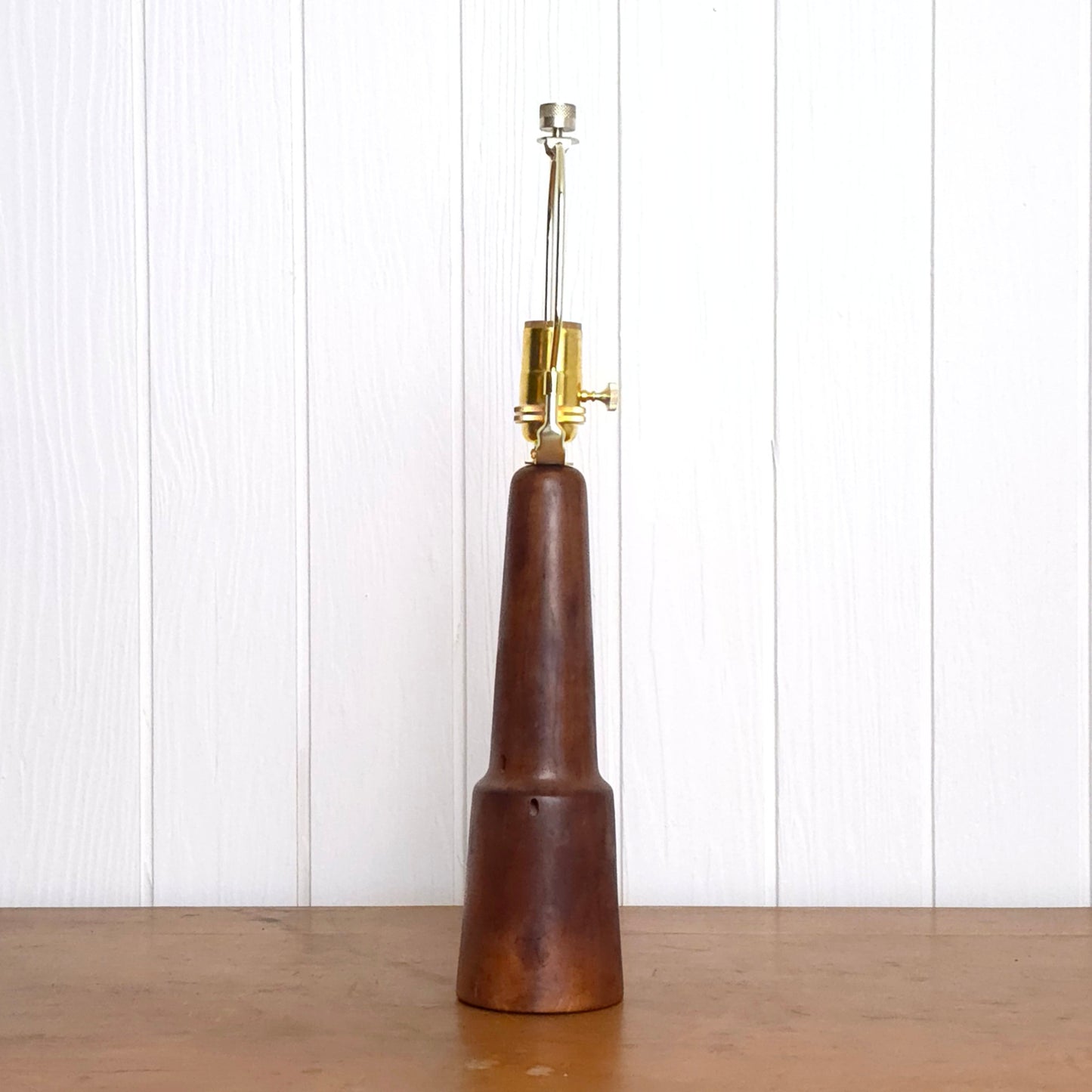 Vintage 60s Hand-Turned Solid Walnut Table Lamp