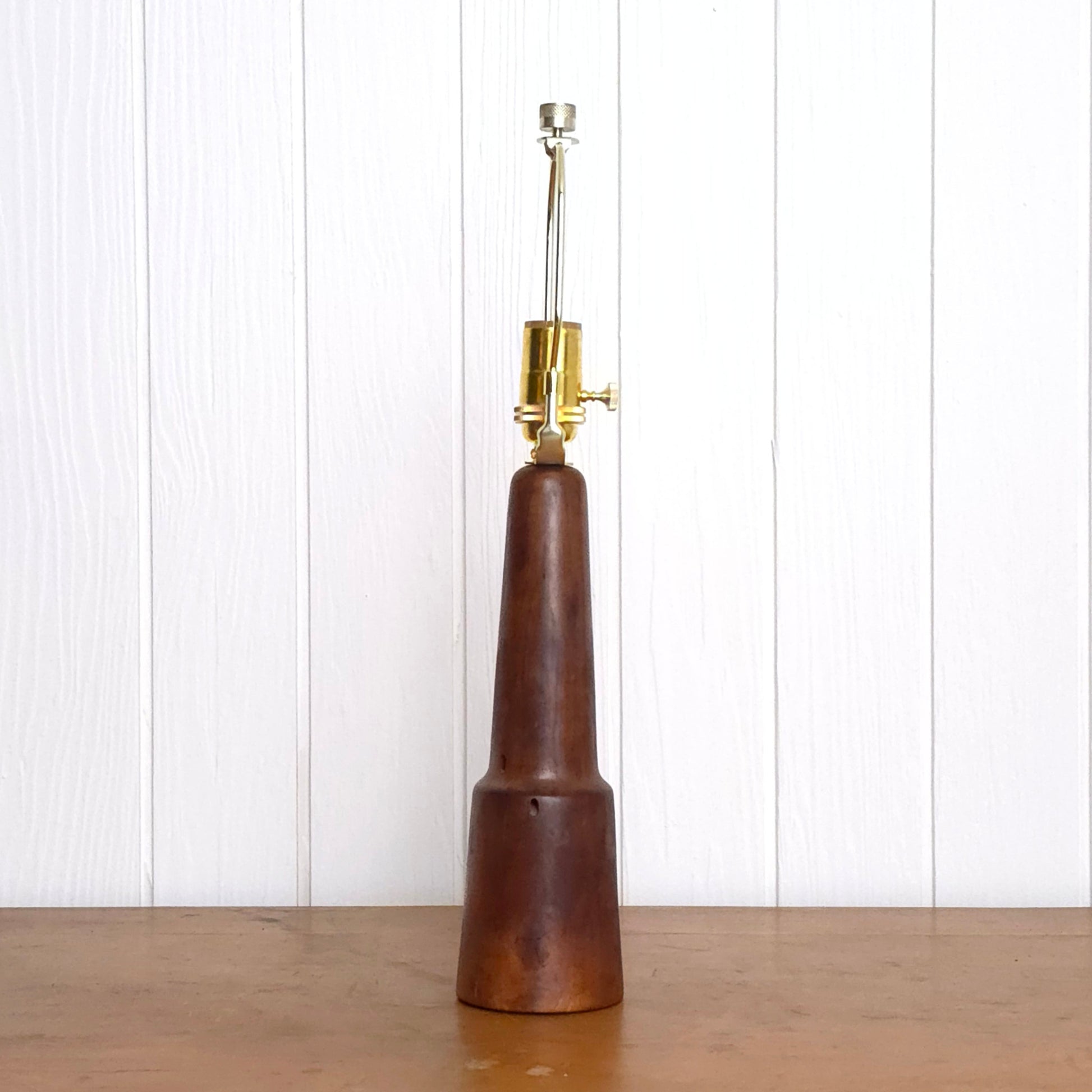 Vintage 60s Hand-Turned Solid Walnut Table Lamp