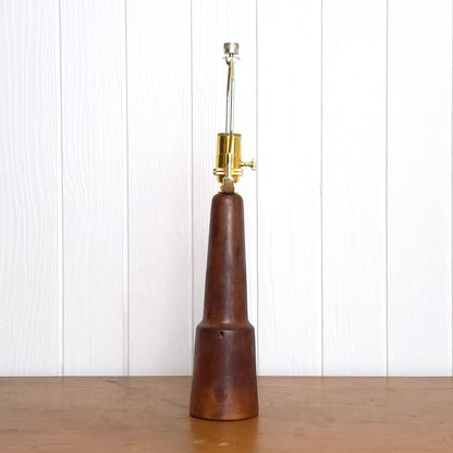 Vintage 60s Hand-Turned Solid Walnut Table Lamp