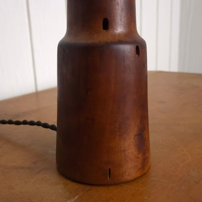 Detail of Vintage 60s Hand-Turned Solid Walnut Table Lamp