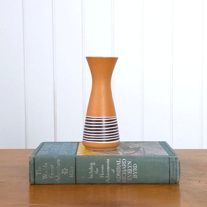 Vintage West German Brown Striped Pottery Vase