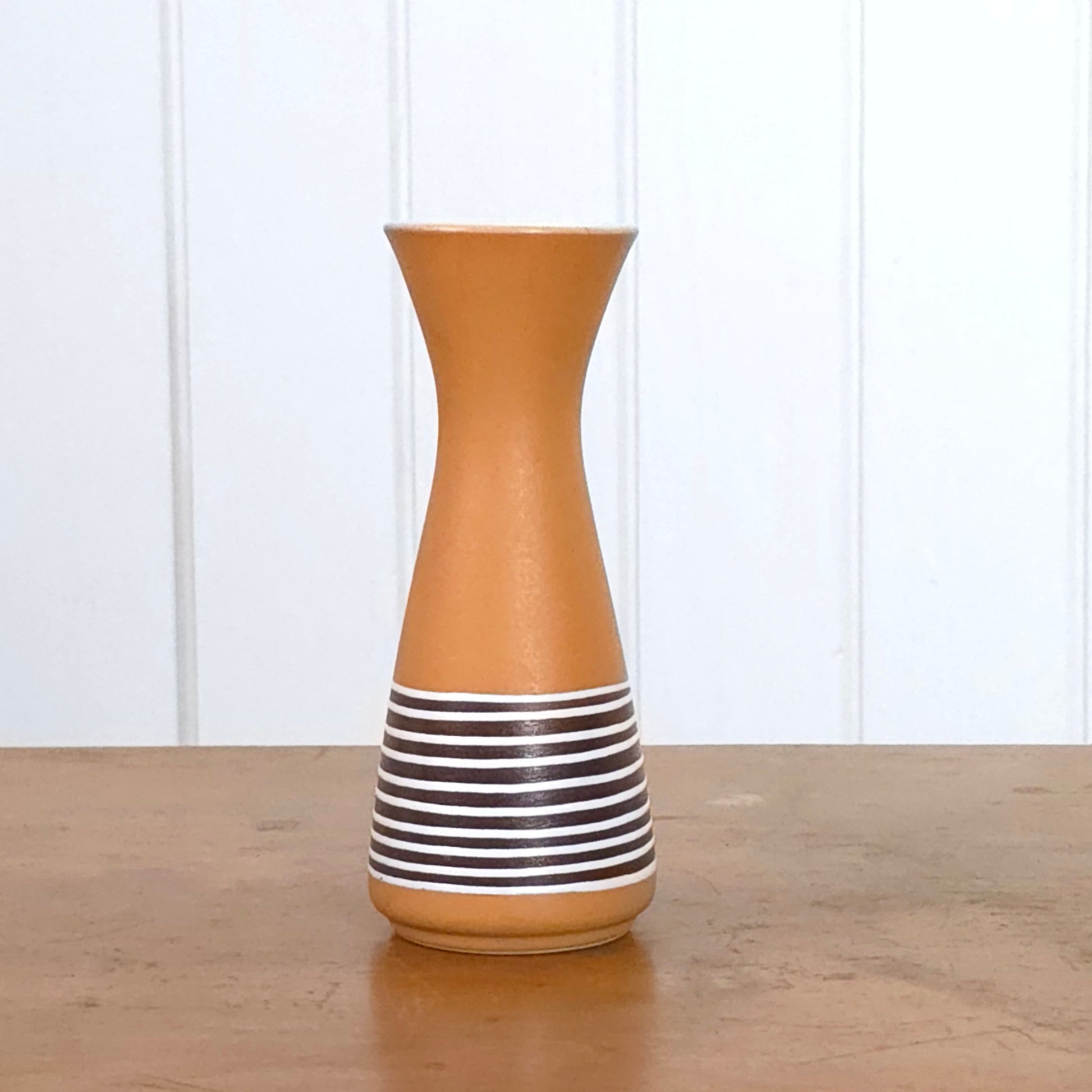 Vintage West German Brown Striped Pottery Vase