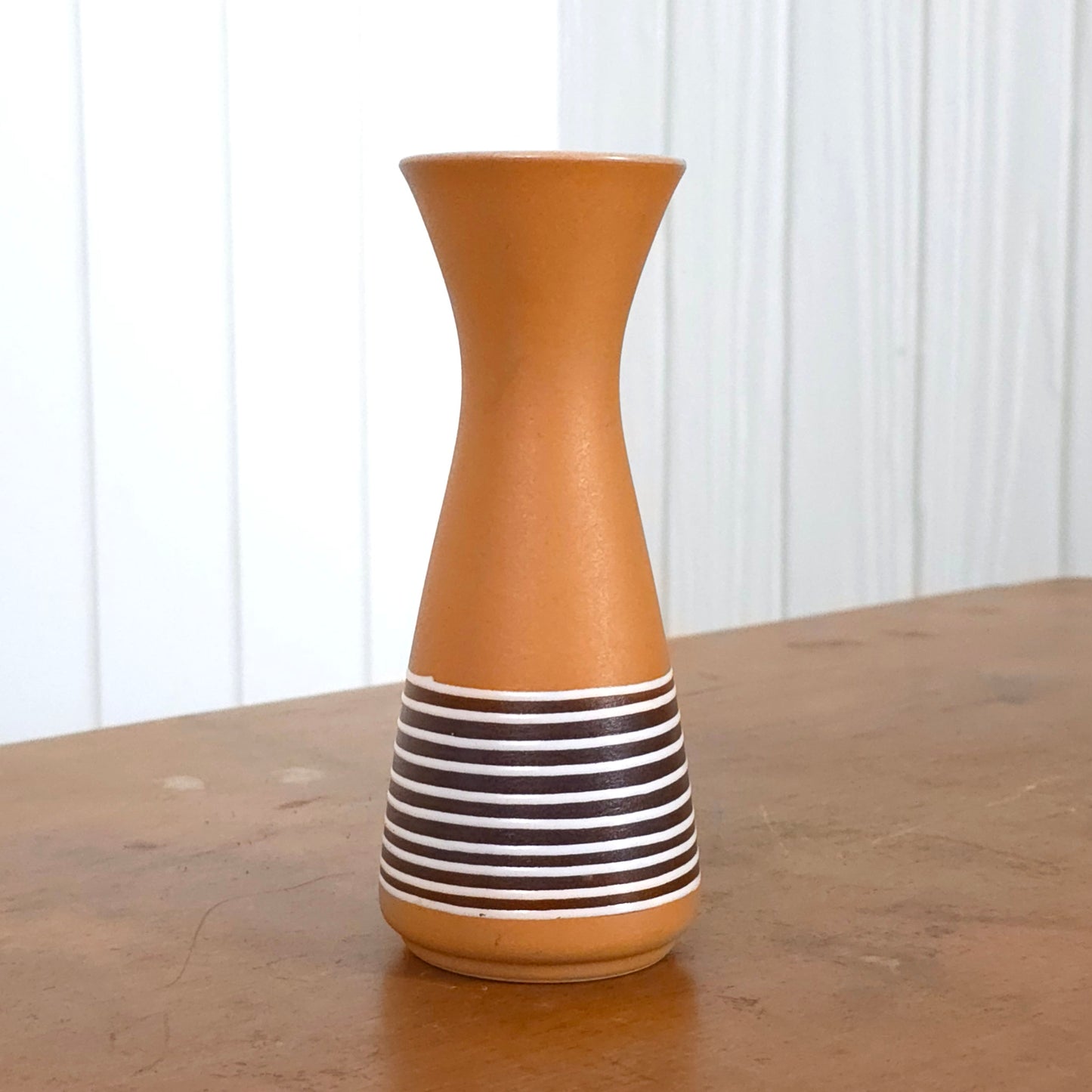 Vintage West German Brown Striped Pottery Vase