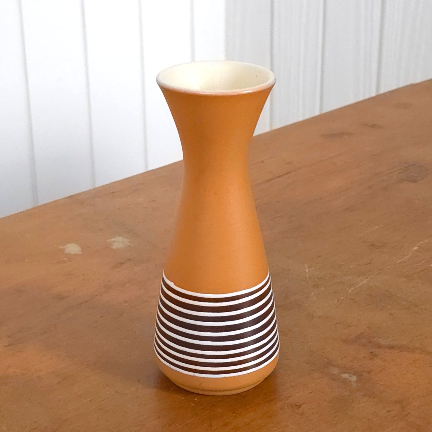 Vintage West German Brown Striped Pottery Vase
