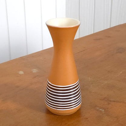 Vintage West German Brown Striped Pottery Vase